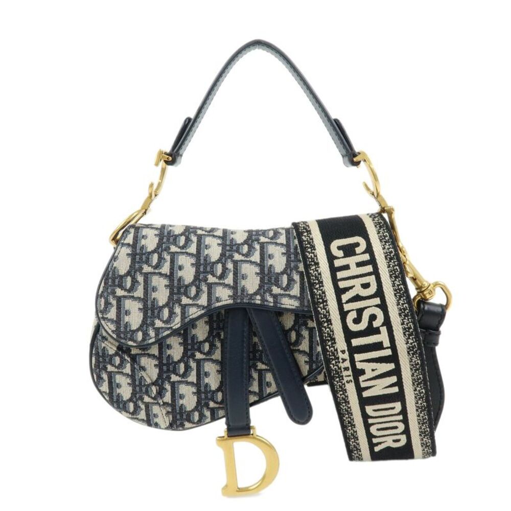 Christian Dior Saddle Oblique Canvas Beige Canvas Handbag